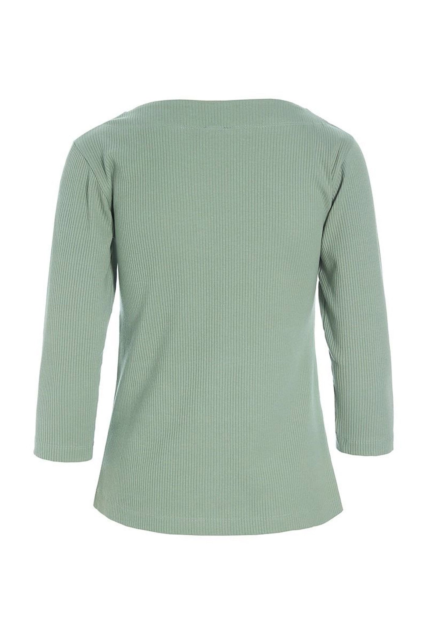 Naibu rib bluse med 3/4 Ã¦rme SAGE GREEN - 256-4079-5085
