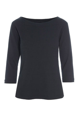 Naibu rib bluse med 3/4 Ã¦rme Black - 256-4079-5085