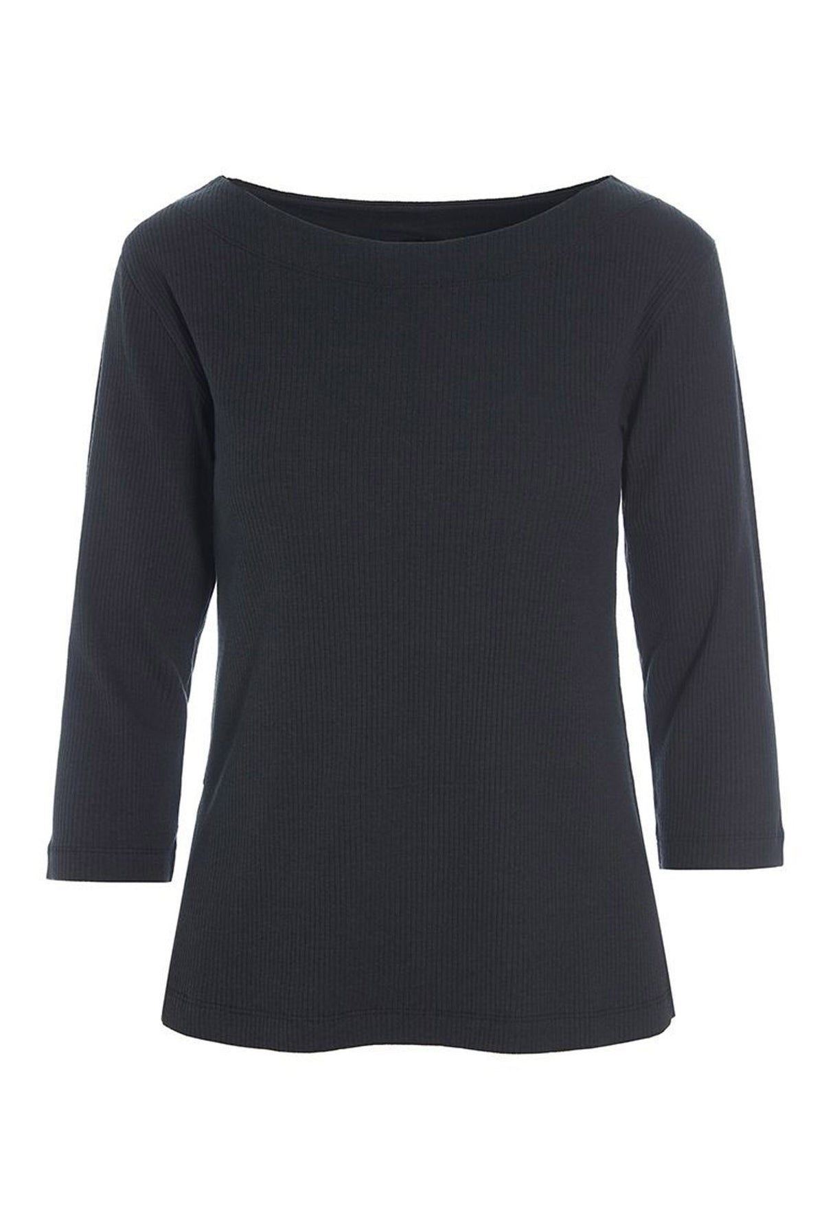 Naibu rib bluse med 3/4 Ã¦rme Black - 256-4079-5085