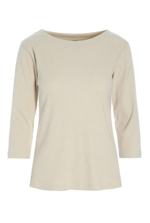 Naibu rib bluse med 3/4 Ã¦rme IVORY - 256-4079-5085