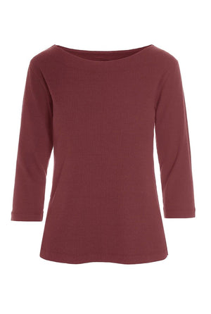 Naibu rib bluse med 3/4 Ã¦rme Maroon - 256-4079-5085