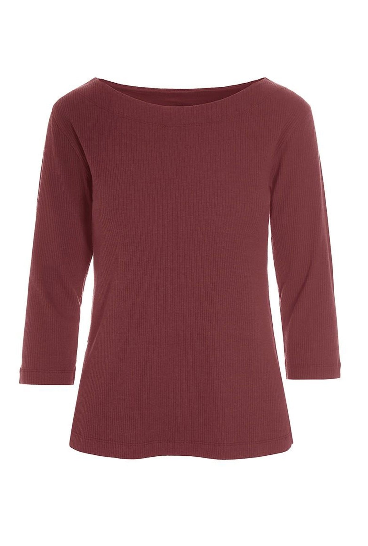 Naibu rib bluse med 3/4 Ã¦rme Maroon - 256-4079-5085