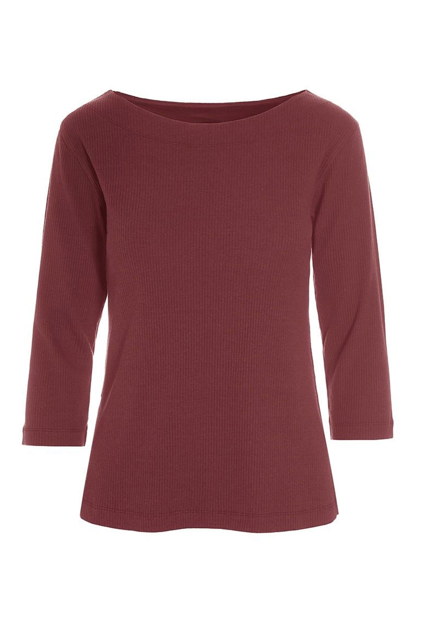 Naibu rib bluse med 3/4 Ã¦rme Maroon - 256-4079-5085
