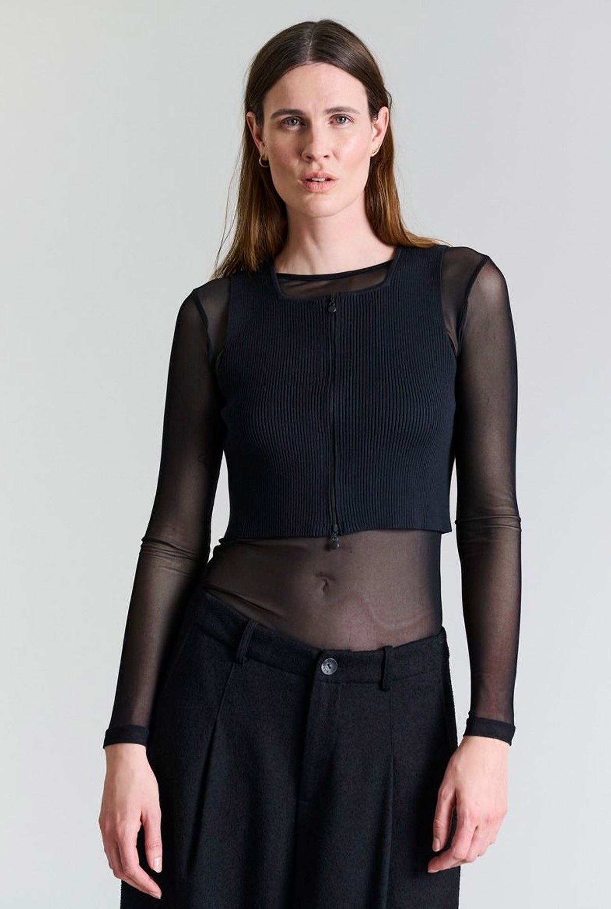 Fukashi mesh t-shirt Black - 256-4081-5091