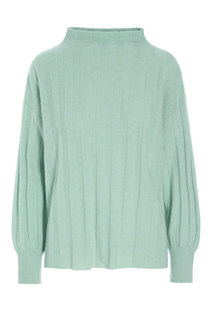 Cloud cashmere rib bluse GREEN JADE - 256-1049-5358