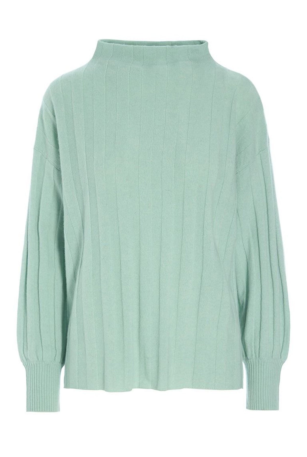 Cloud cashmere rib bluse GREEN JADE - 256-1049-5358