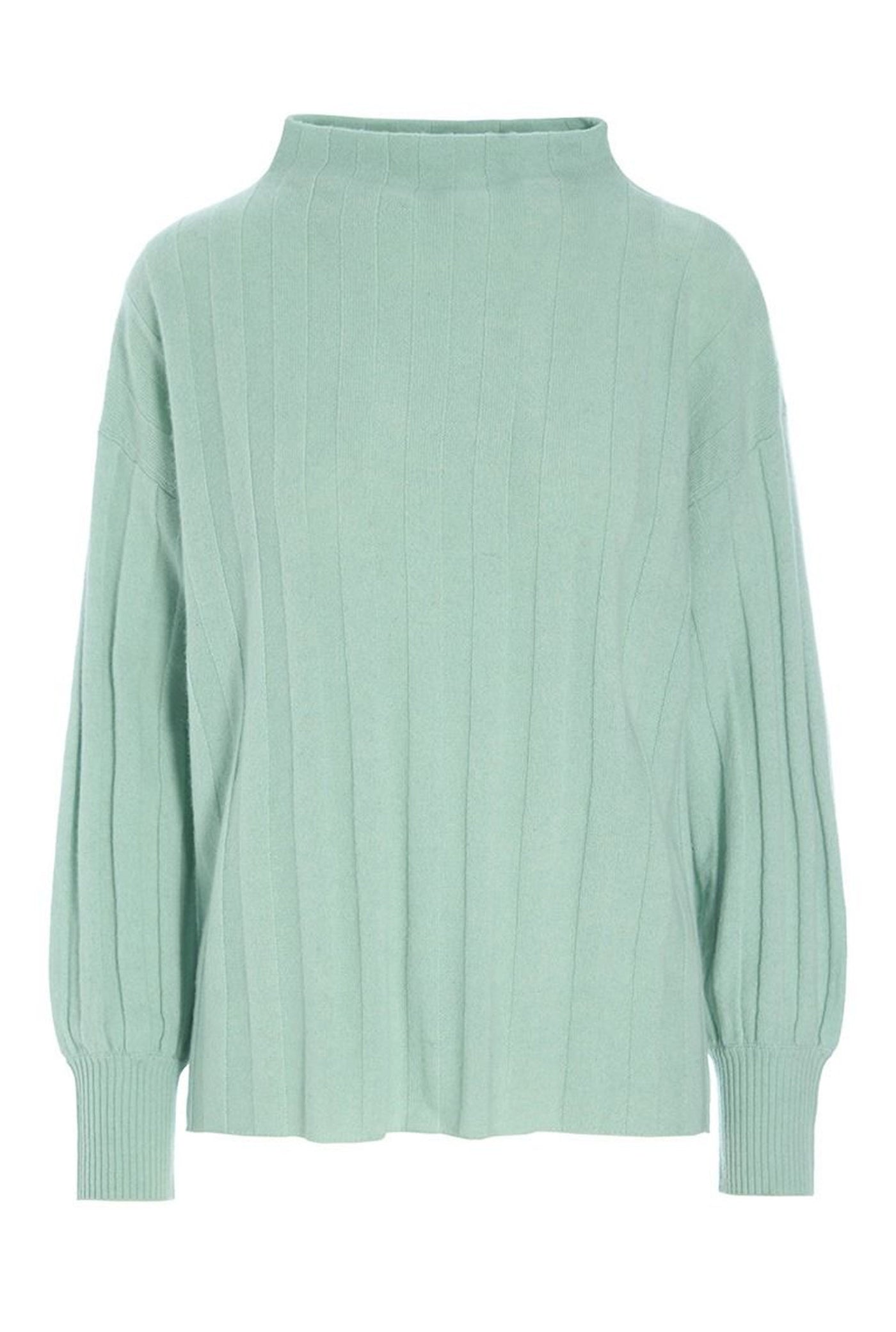 Cloud cashmere rib bluse GREEN JADE - 256-1049-5358