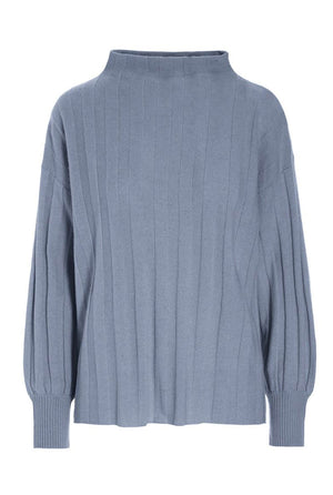 Cloud cashmere rib bluse Steel Blue - 256-1049-5358