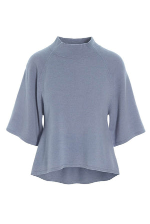 Cloud cashmere hÃ¸jhalset blus Steel Blue - 256-1049-5361