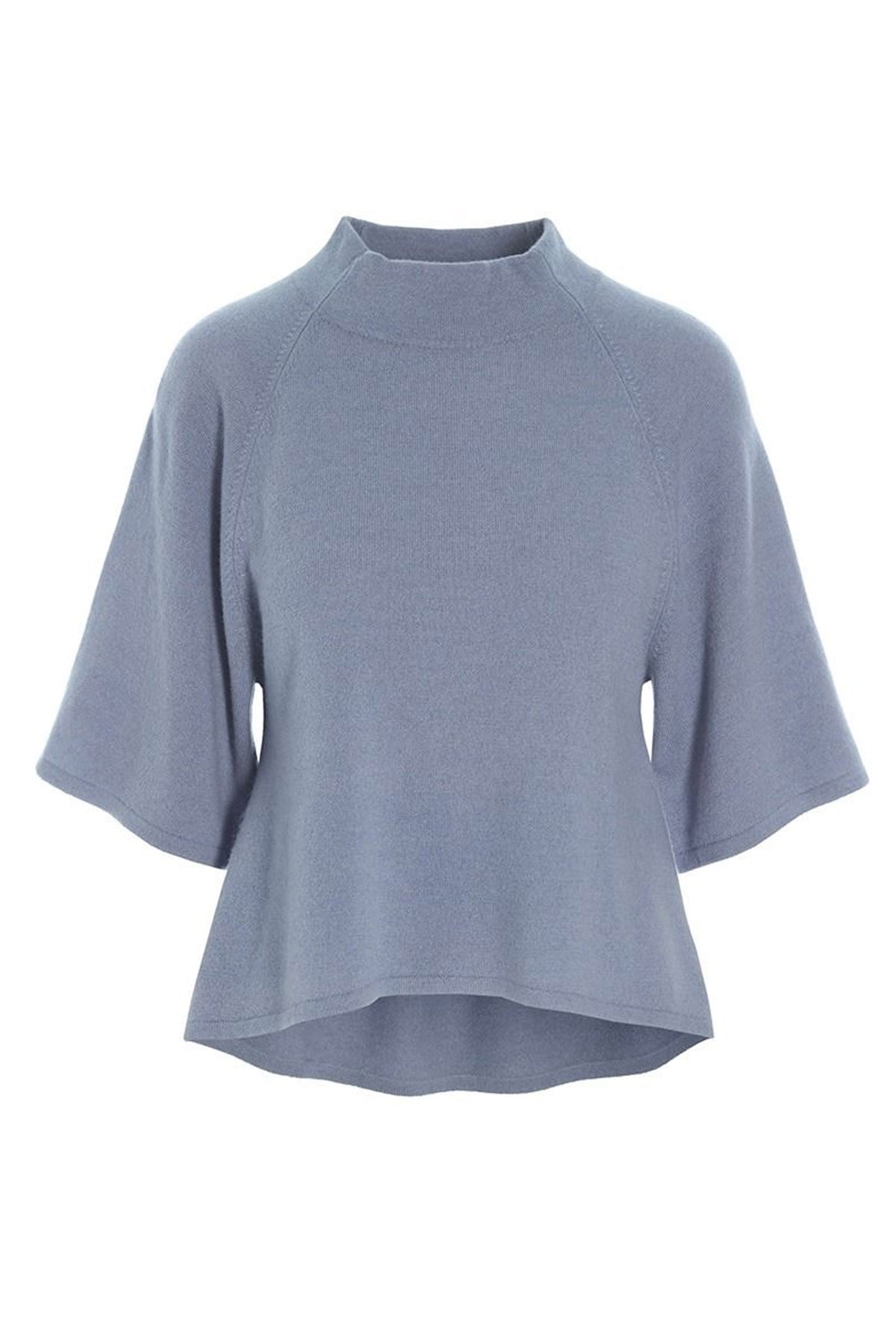 Cloud cashmere hÃ¸jhalset blus Steel Blue - 256-1049-5361