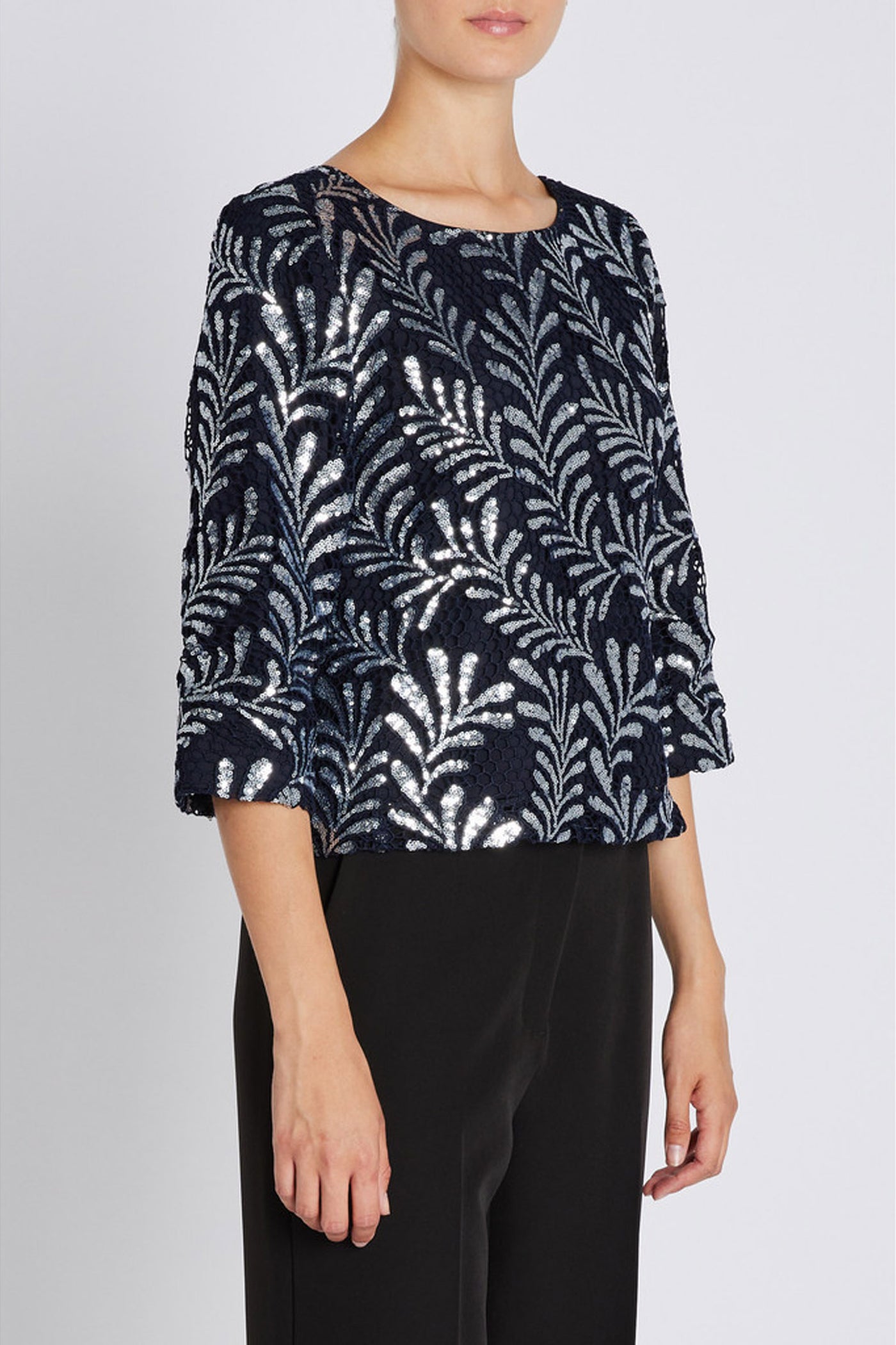 KumarahouBBIgnara blouse Dark blue silver - BBW4624