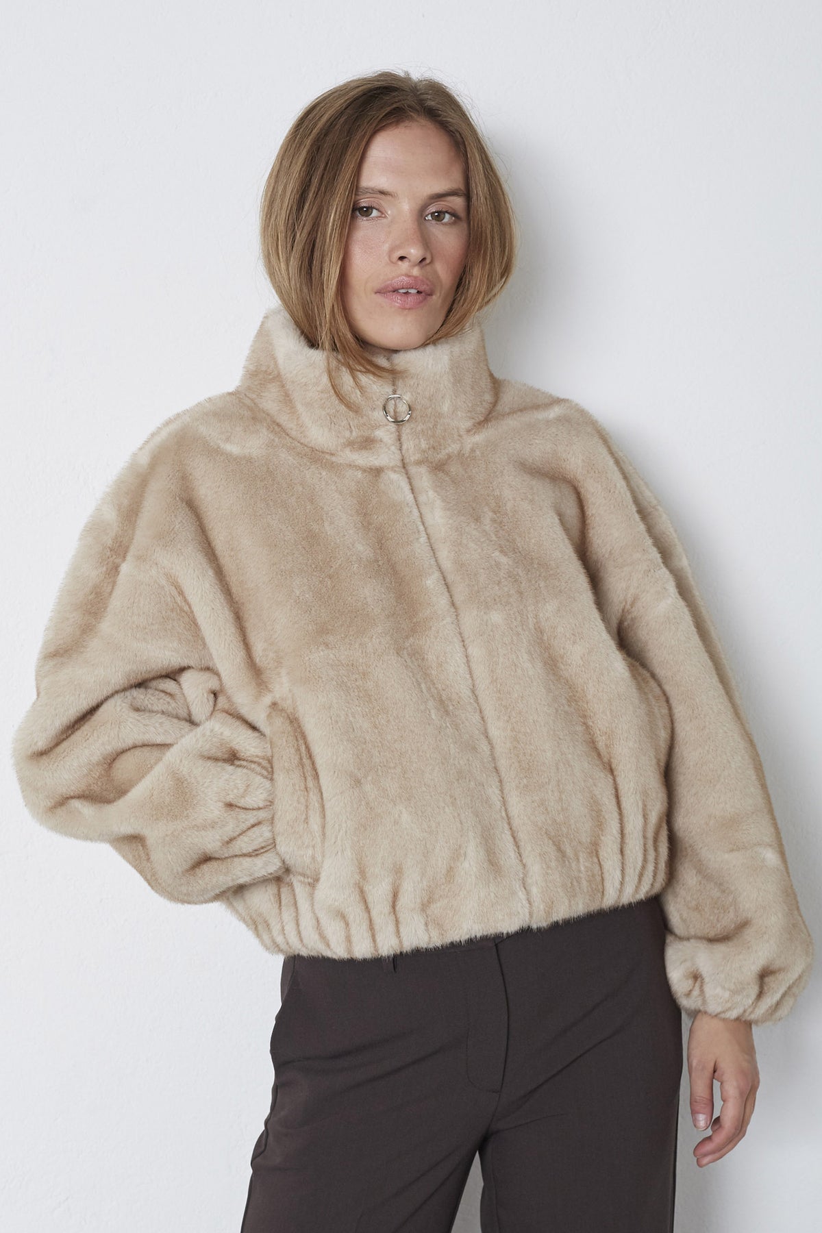 FeraCC Faux Fur Jacket 100-Creme - 30361