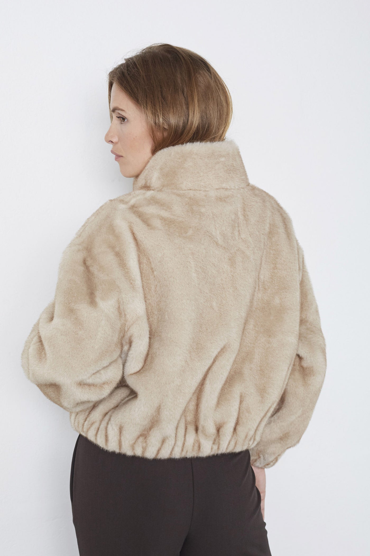 FeraCC Faux Fur Jacket 100-Creme - 30361