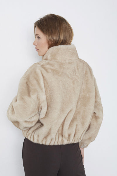 FeraCC Faux Fur Jacket 100-Creme - 30361 Thumbnail