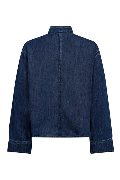 AzminaCC Denim Placket Blouse 552-Denim blue - 35948 Thumbnail