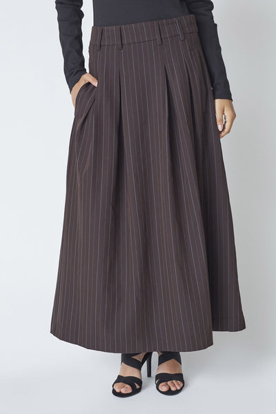AnyaCC Trinny Pleat Skirt 145-Dark Brown - 44001 Thumbnail