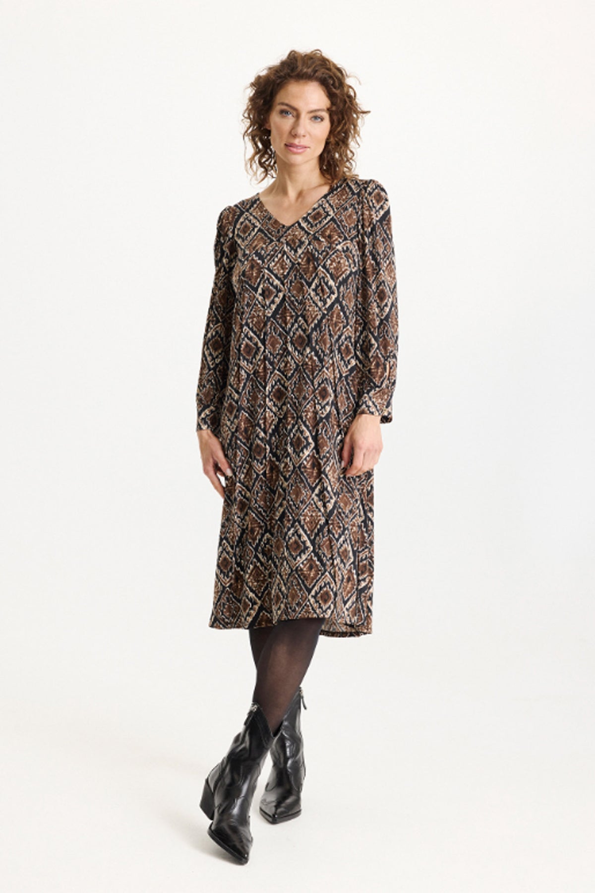 Lucy dress 3/4 sleeves Brown - 16880