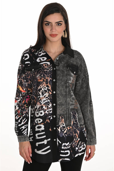 WOVEN BLOUSE Black/Earth - 253749 Thumbnail