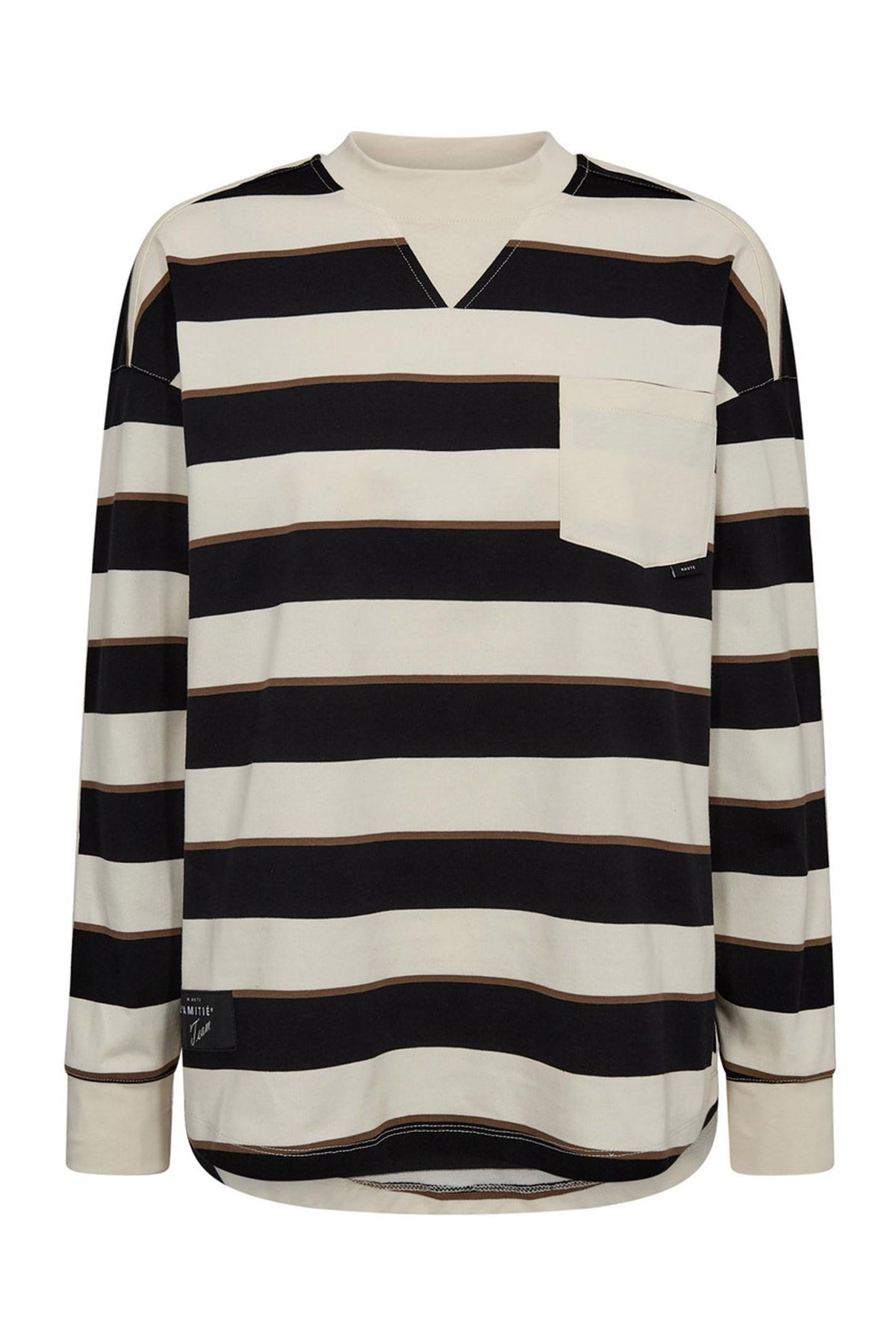 Veronica Stripe Tee Sweat Offwhite Black - HL10295