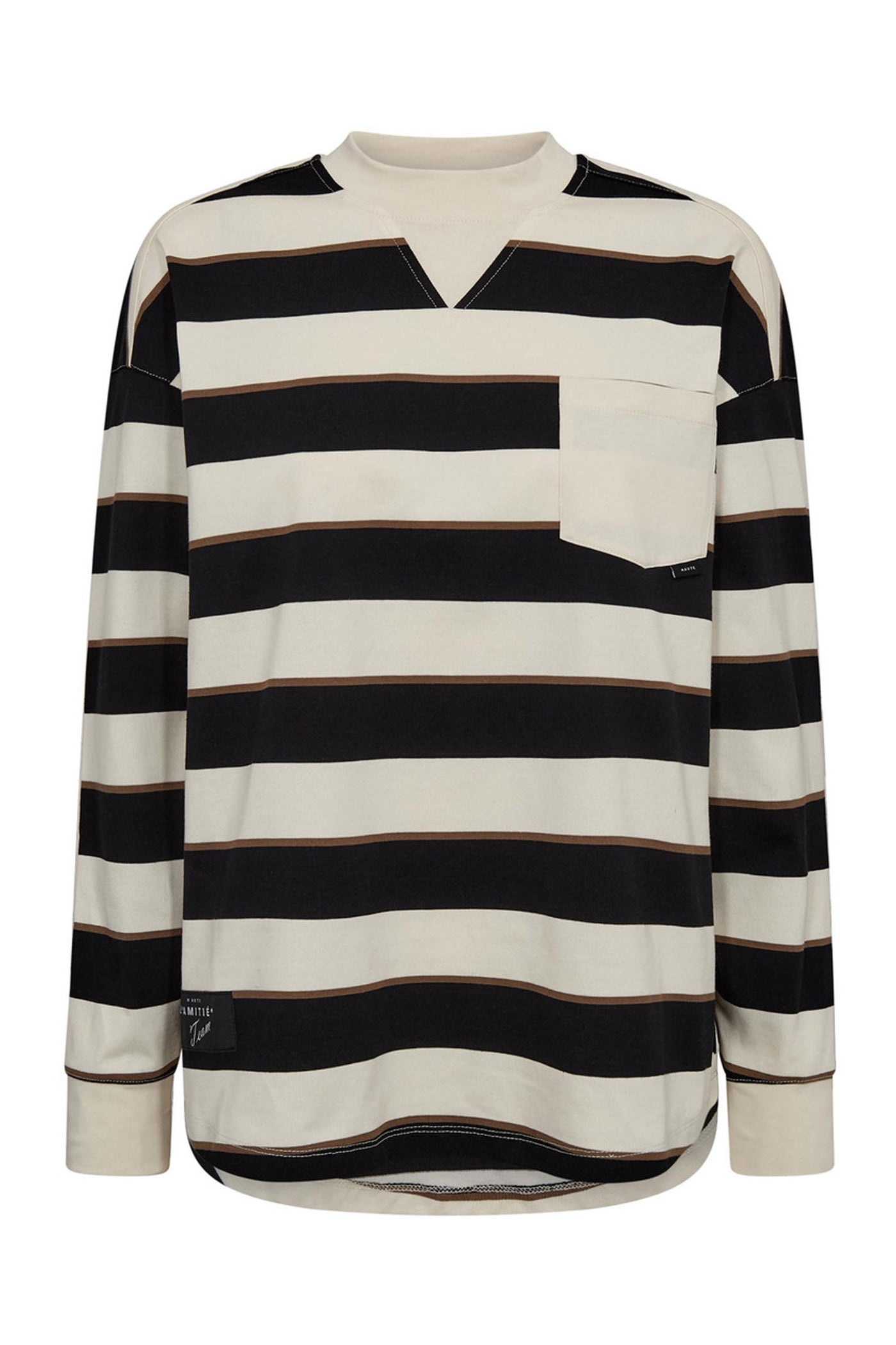 Veronica Stripe Tee Sweat Offwhite Black - HL10295