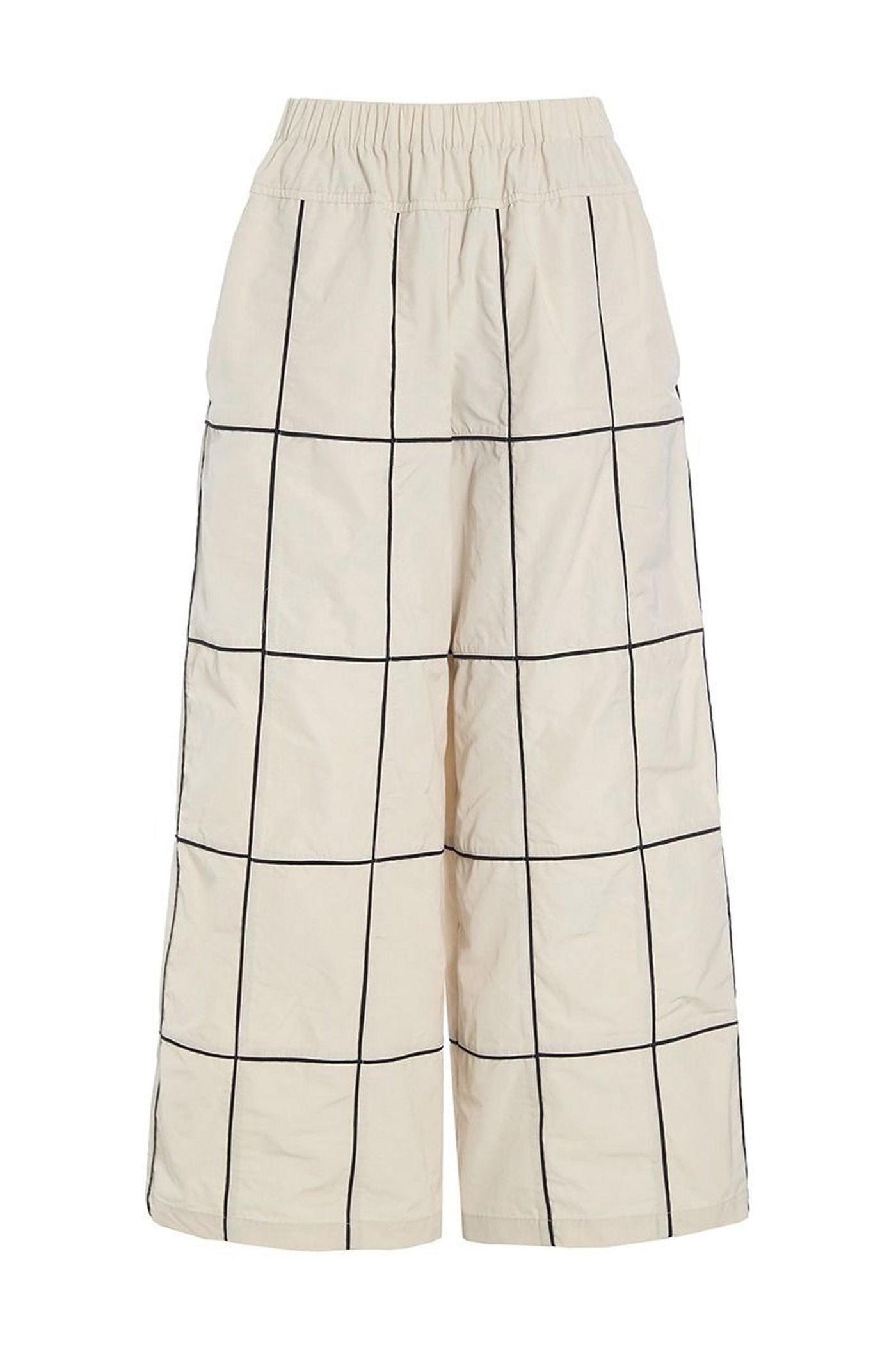 Fukkura poplin bukser med bise IVORY/BLACK BIESSE - 256-2380-5307