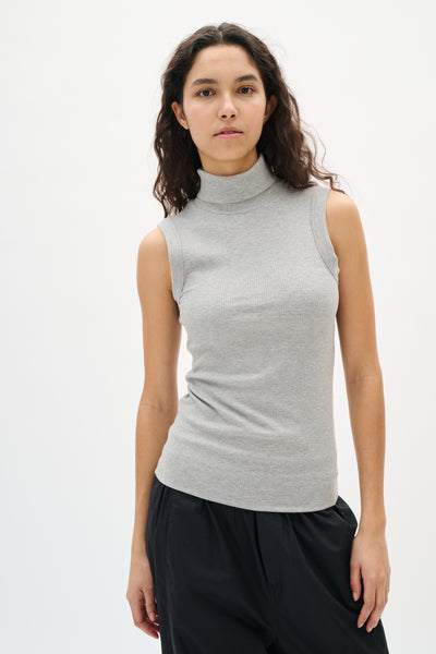 DagnaIW Melange Rollneck Top medium grey  melange - 30107007 Thumbnail