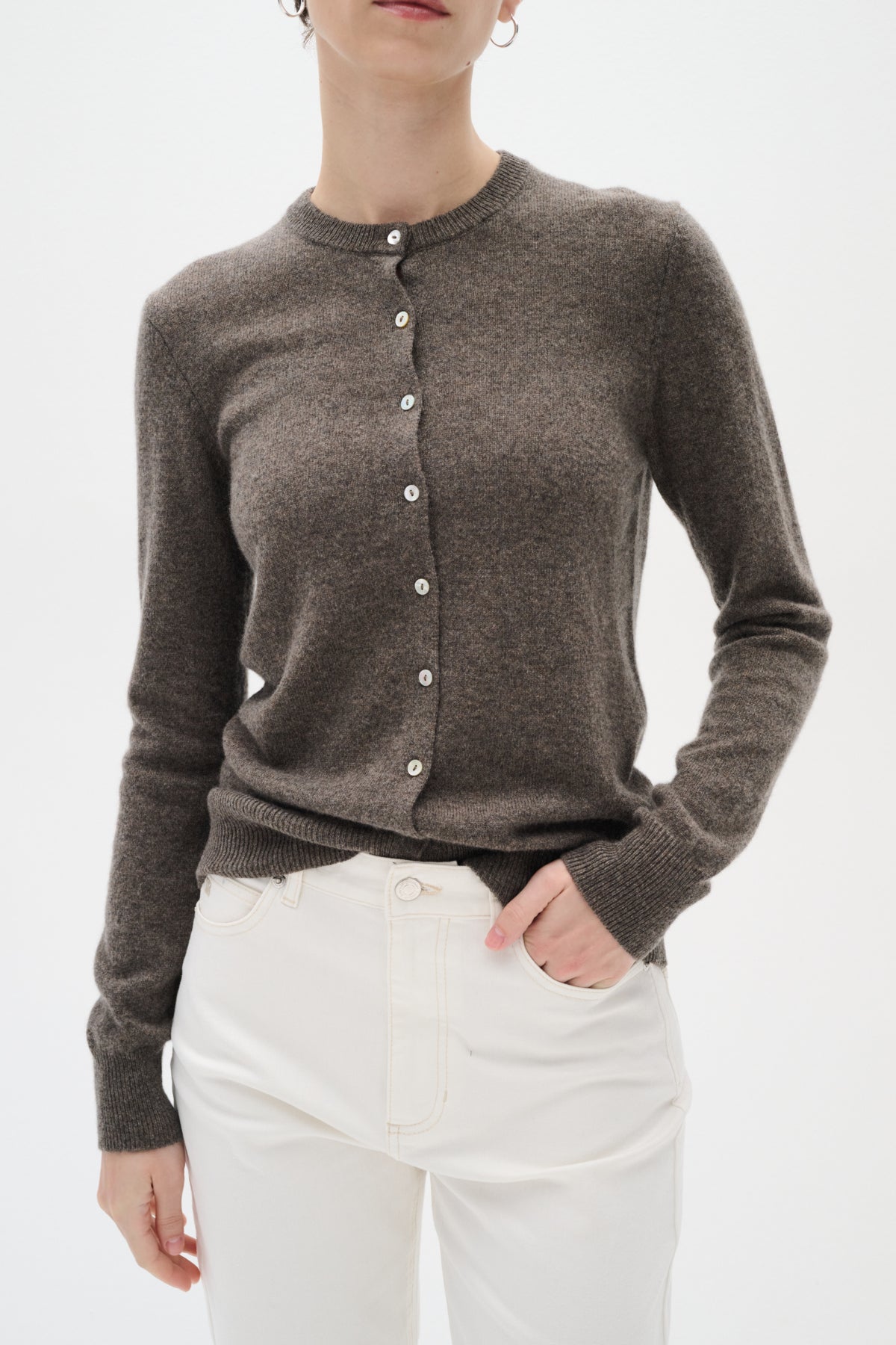 LukkaIW Cardigan Brown Melange - 30107630