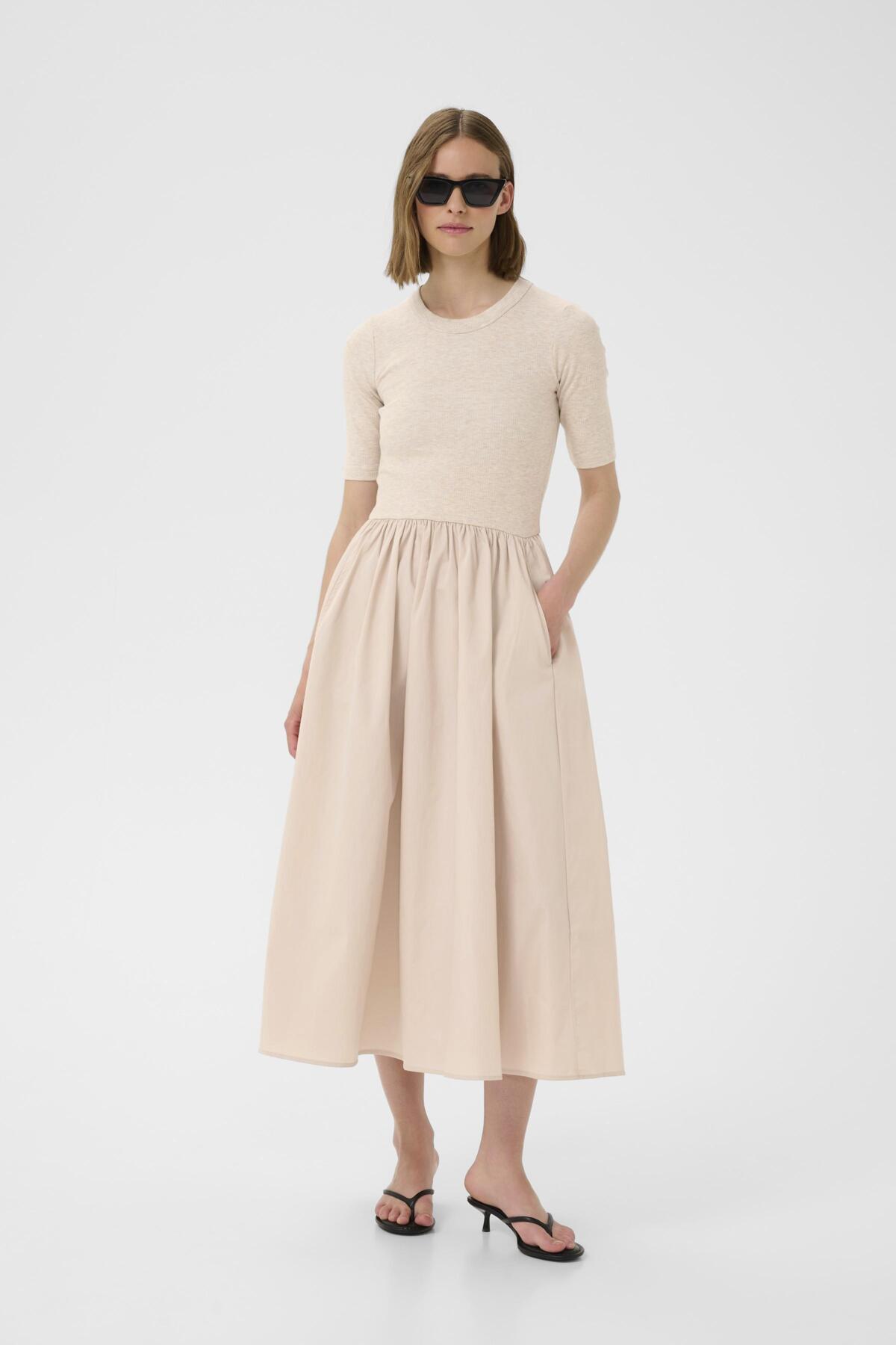 DagnamaIW SS Dress Melange ECRU - 30109850