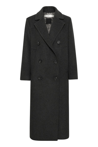 YunahIW Long Coat Dark grey melange - 30110610 Thumbnail
