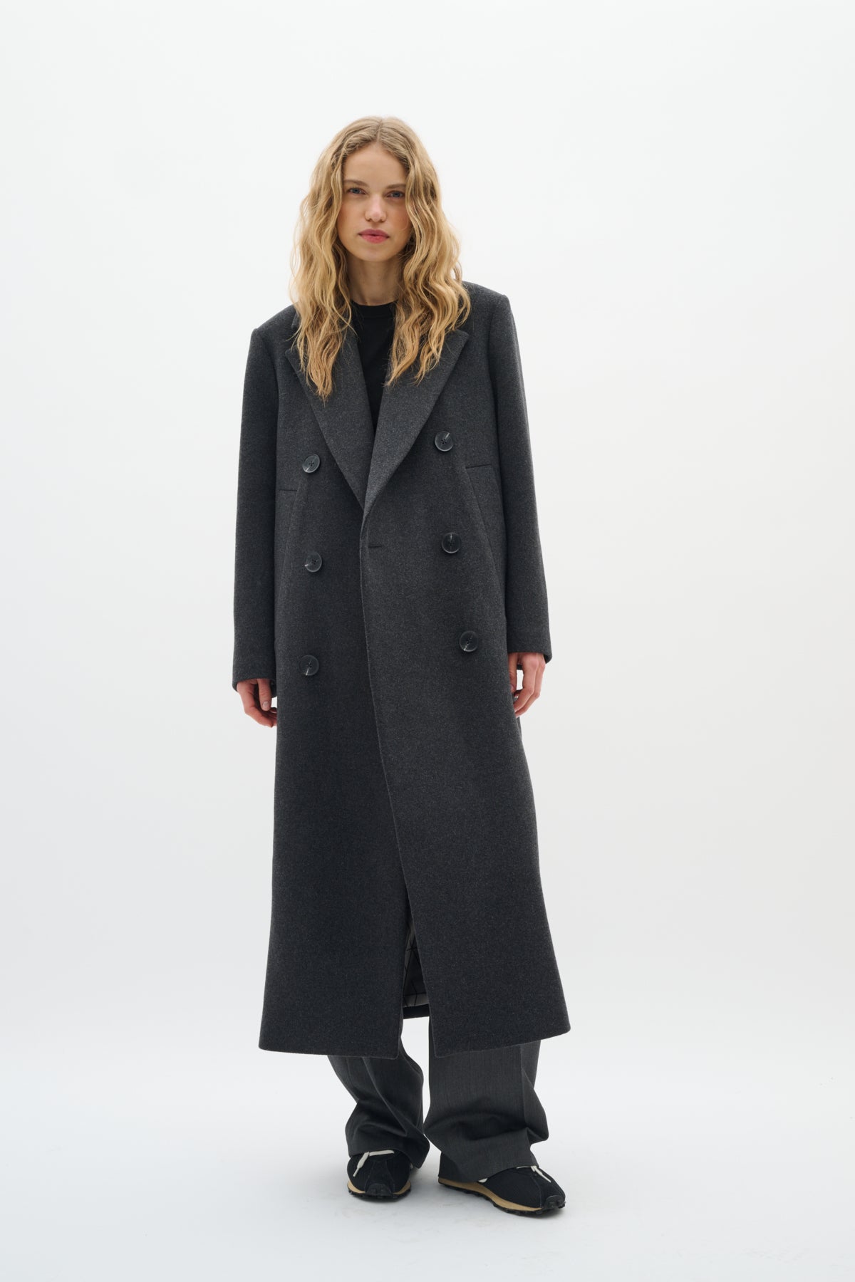 YunahIW Long Coat Dark grey melange - 30110610