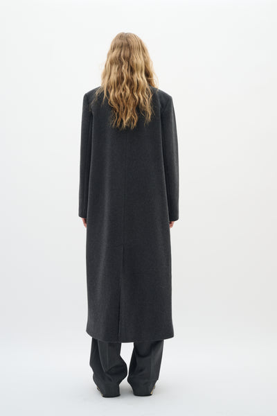 YunahIW Long Coat Dark grey melange - 30110610 Thumbnail