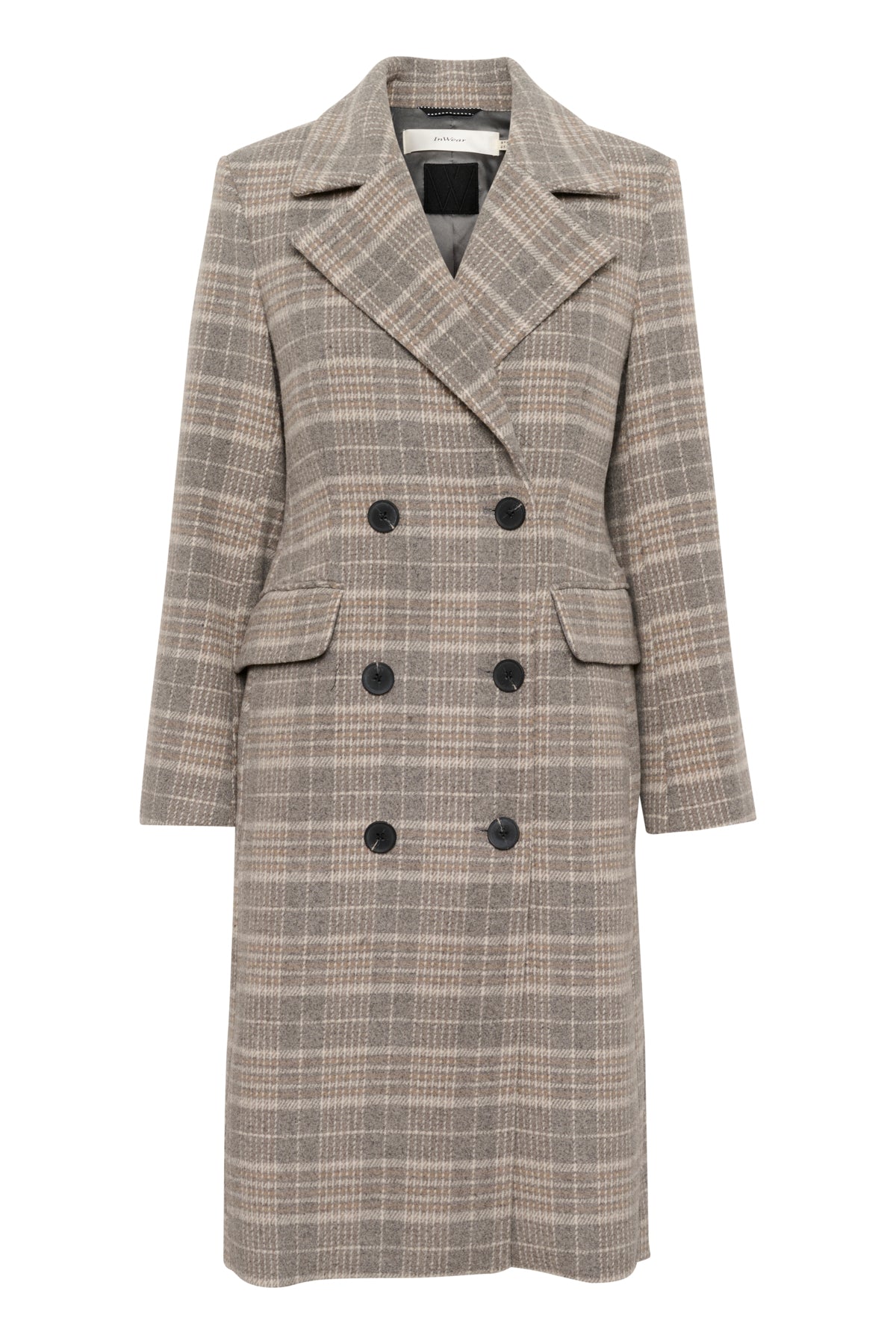 YohIW Thora Lapel Coat Neutral Check - 30110646