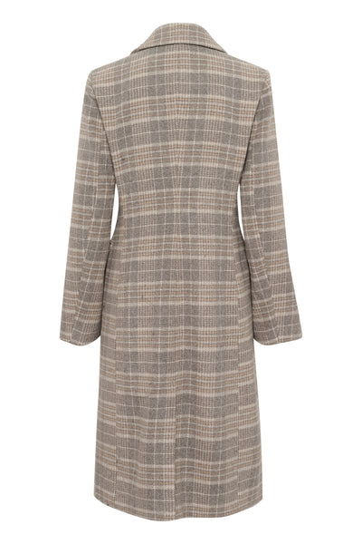 YohIW Thora Lapel Coat Neutral Check - 30110646 Thumbnail