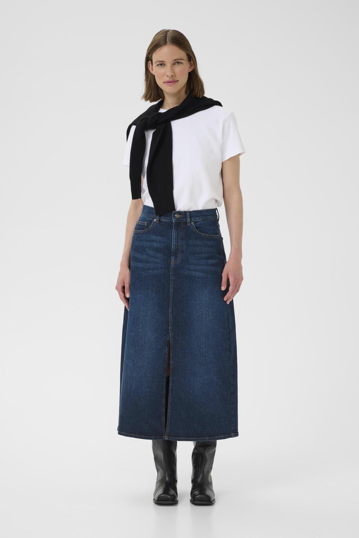 NanaIW Denim Skirt Dark Wash Denim - 30110972