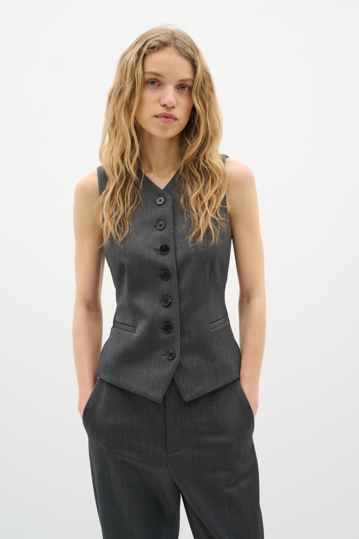 BrunildaIW Waistcoat Dark grey melange - 30111006