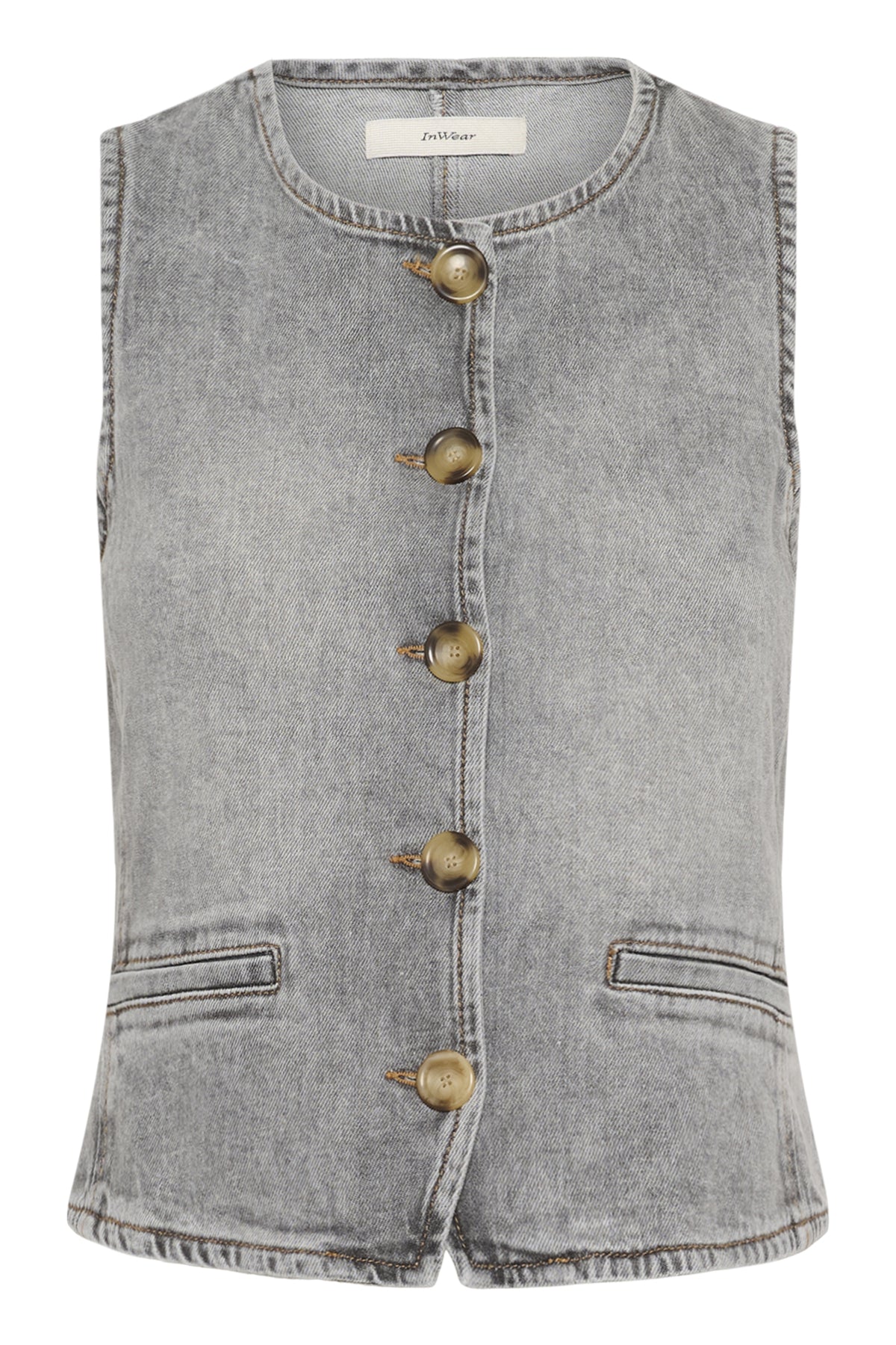 NanasIW Waistcoat Lgt.Grey Wash Denim - 30111073
