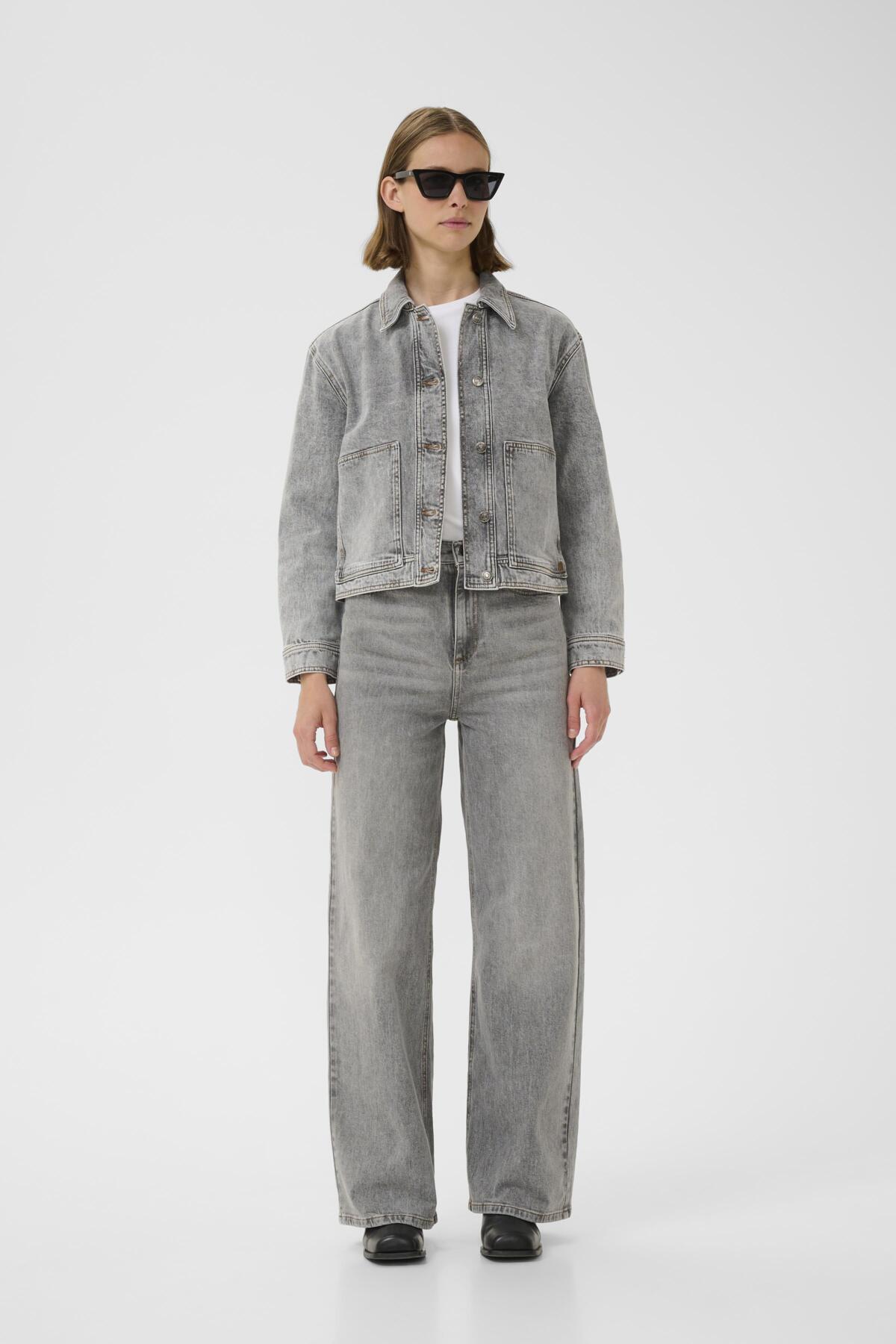 NanasIW Waistcoat Lgt.Grey Wash Denim - 30111073