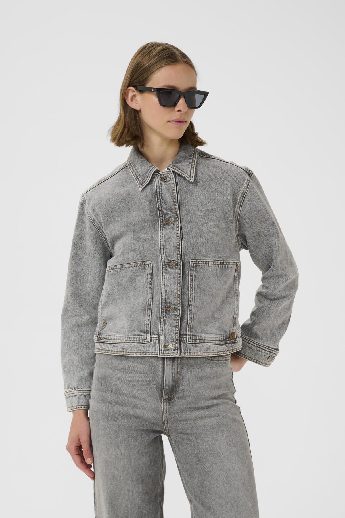 NanasIW Waistcoat Lgt.Grey Wash Denim - 30111073