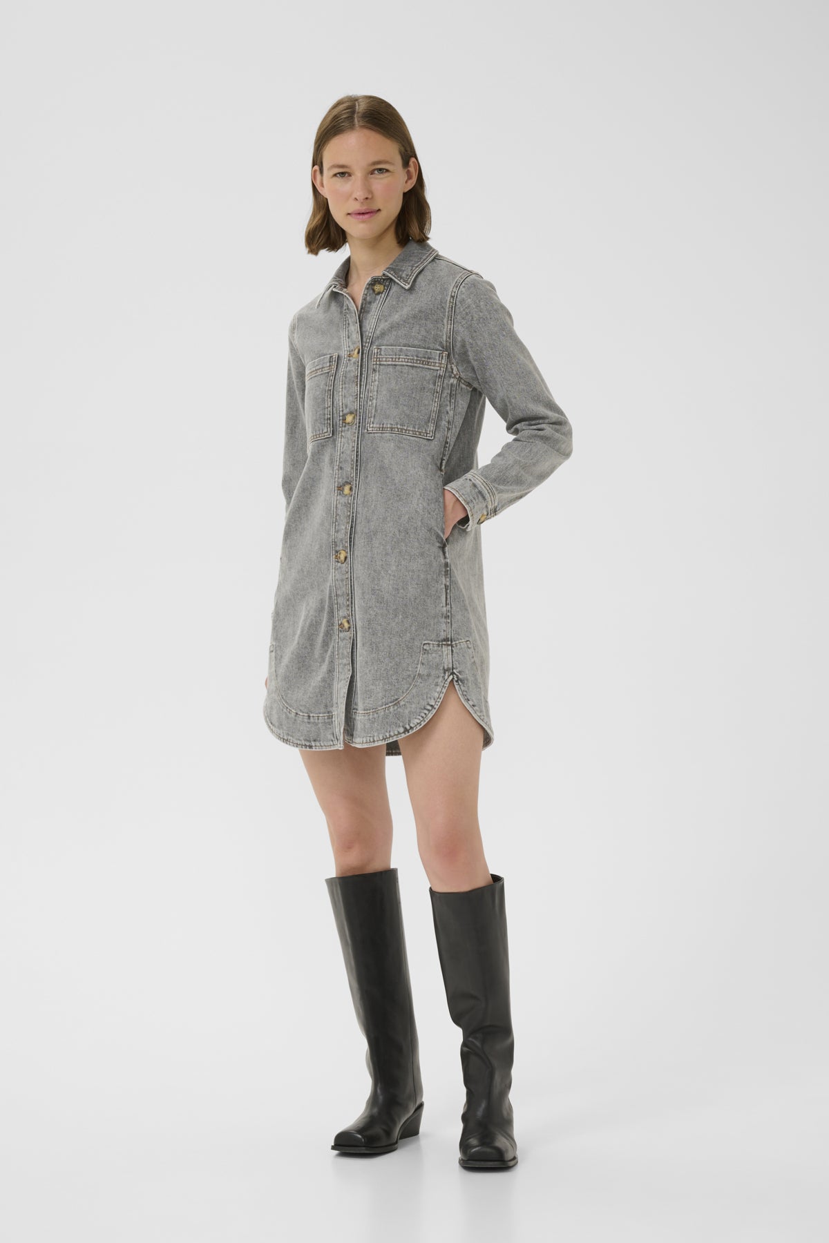 NanasIW Denim Dress Lgt.Grey Wash Denim - 30111075