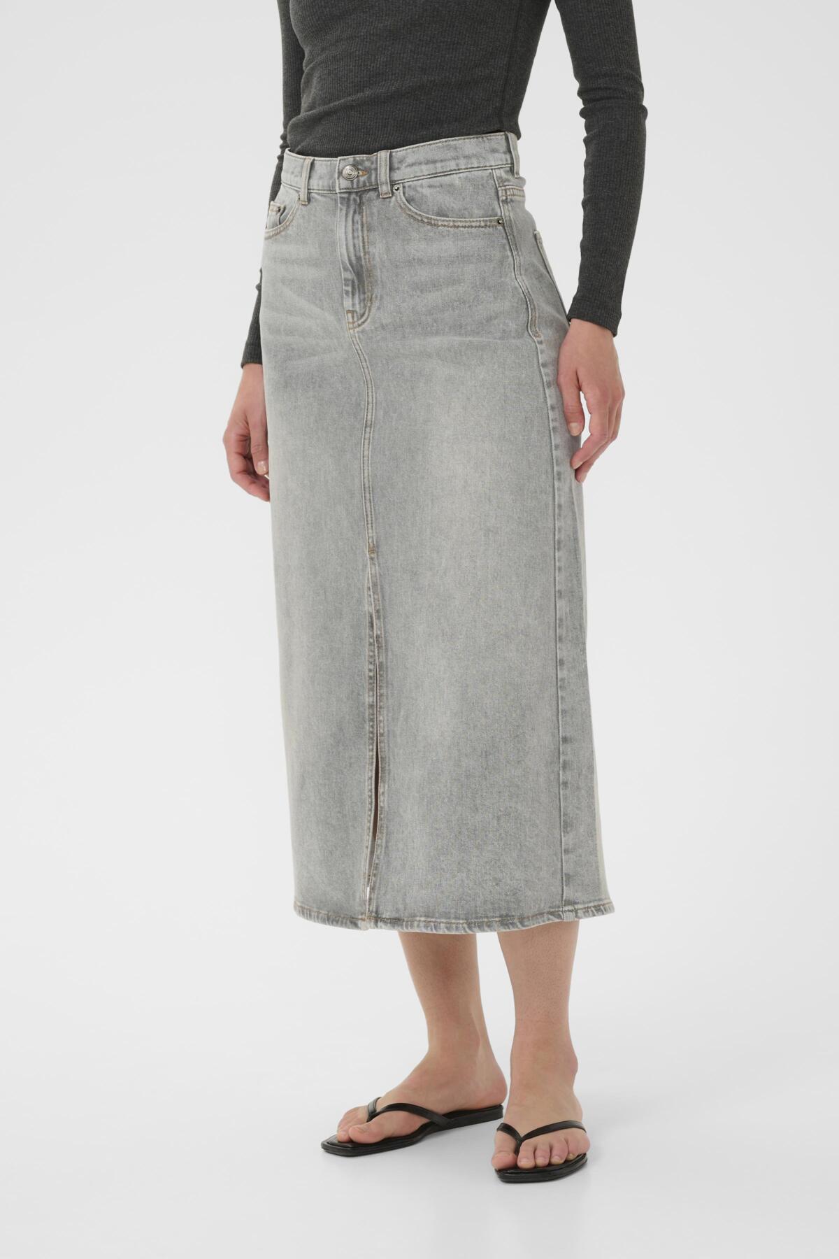 NanasIW Denim Skirt Lgt.Grey Wash Denim - 30111078