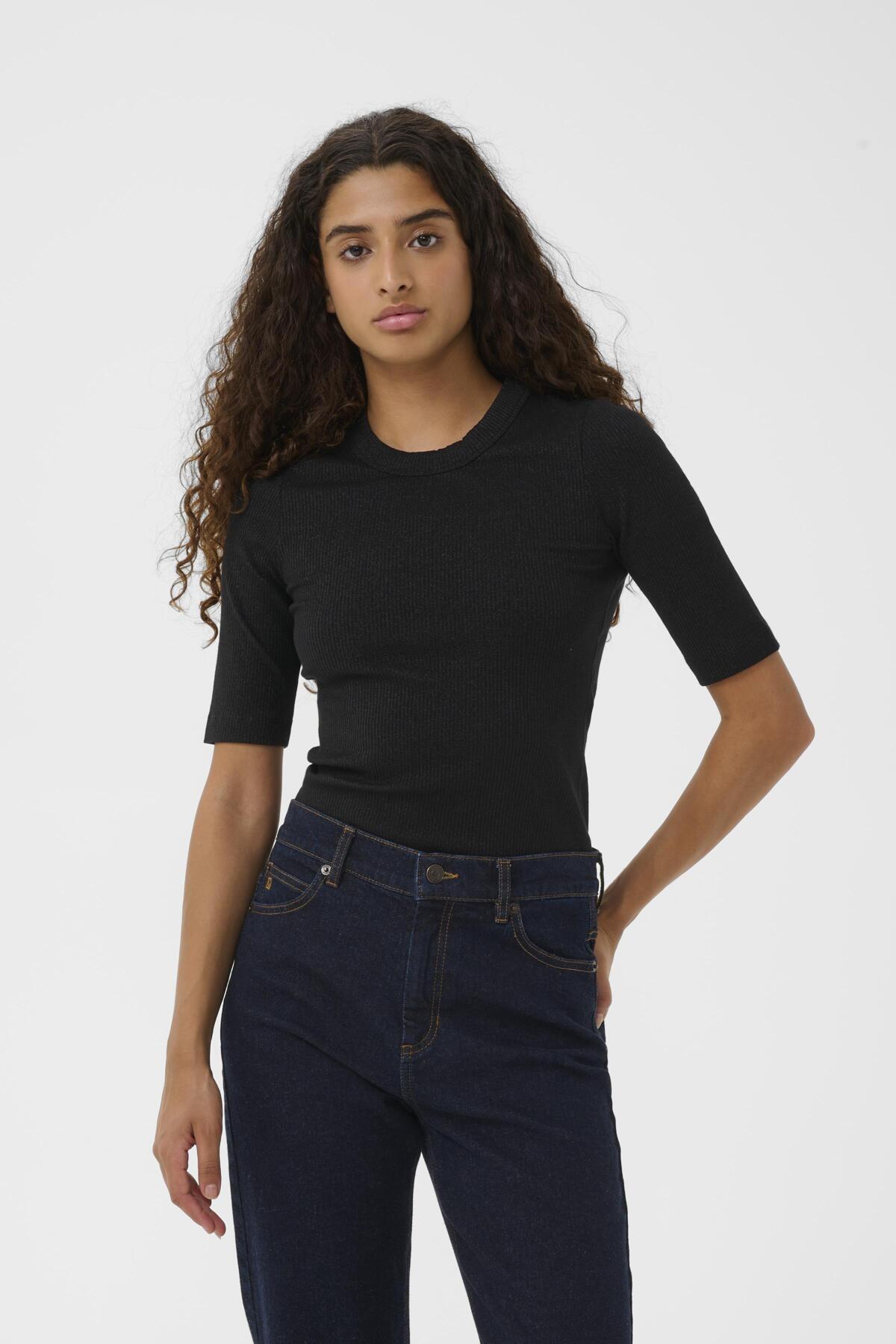 DagnaIW Lurex Tshirt Black Glitter - 30111091