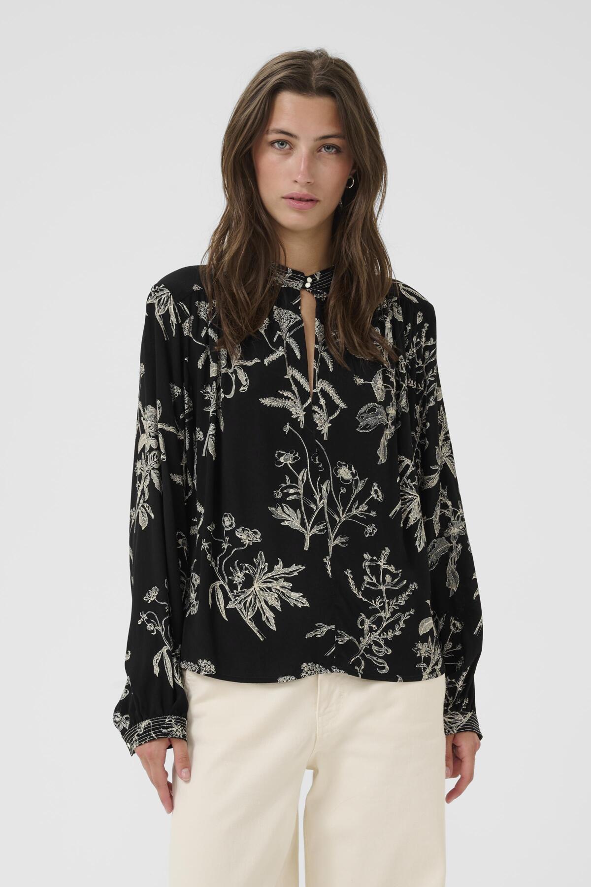 ShiromaPW BL Black Botanical Print - 30310006