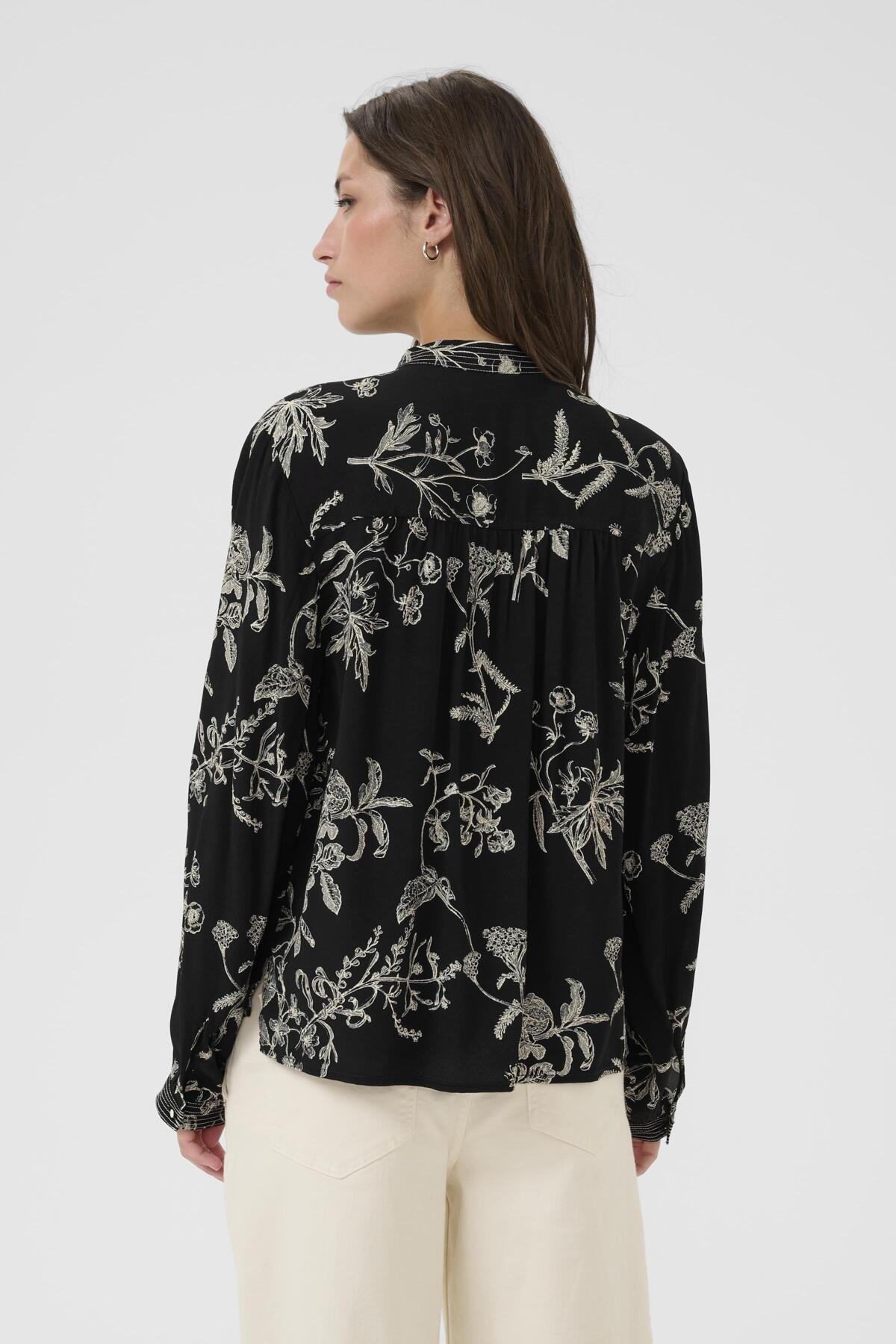 ShiromaPW BL Black Botanical Print - 30310006