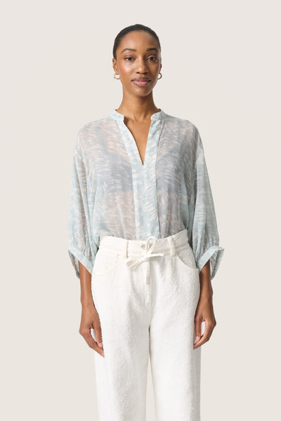 SLMarta Amily Blouse 3/4 Silver Blue Stroke Print Thumbnail