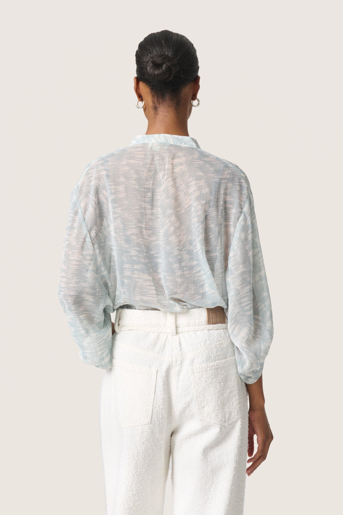 SLMarta Amily Blouse 3/4 Silver Blue Stroke Print