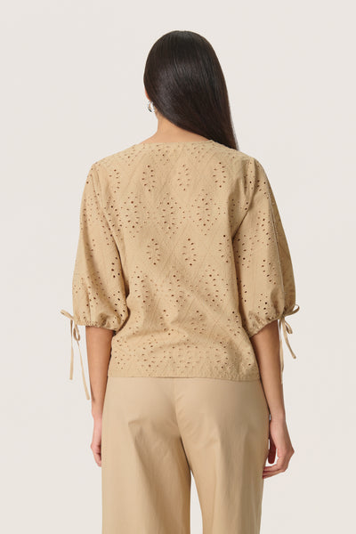 SLJoella Blouse SS Travertine - 30408319 Thumbnail
