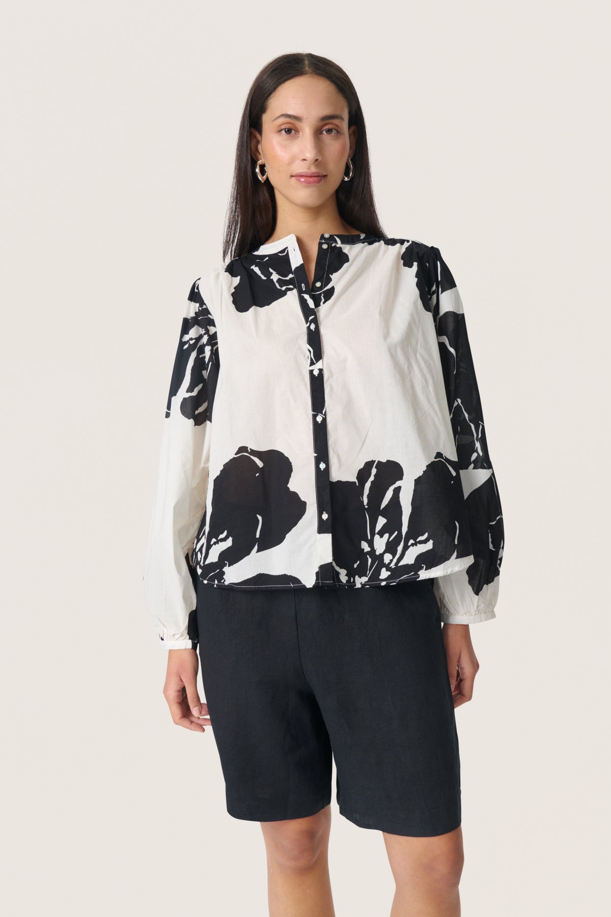 SLJoanne Shirt LS Whisper White Mega Flower - 30408321