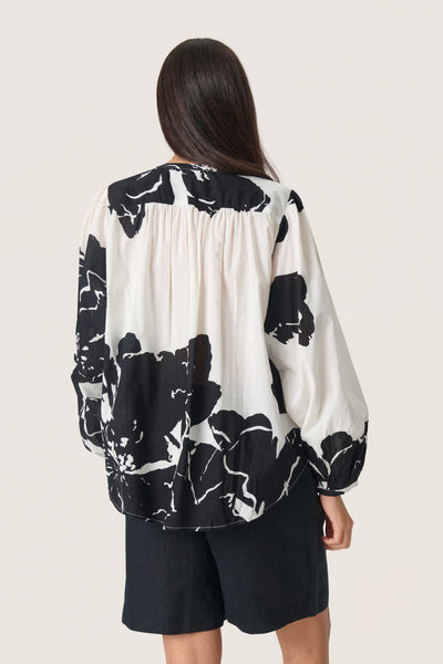 SLJoanne Shirt LS Whisper White Mega Flower - 30408321 Thumbnail