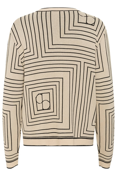 SLIndianna Medea Cardigan Oatmeal w Black Monogram - 30408394 Thumbnail