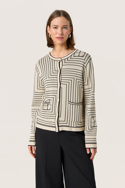 SLIndianna Medea Cardigan Oatmeal w Black Monogram - 30408394 Thumbnail